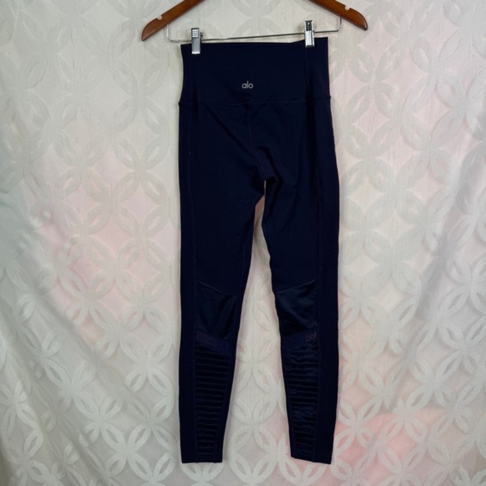 Alo Yoga Womens Navy Blue High Waist Moto Leggings W5494R Size Small - Picture 11 of 13